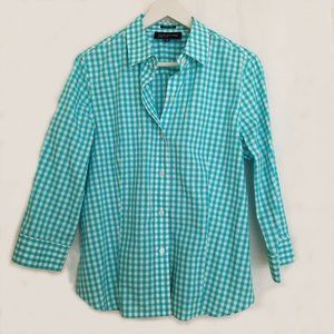 Jones New York Womens Button Down Cotton Formal Shirt Formal 3/4 Sleeve, M